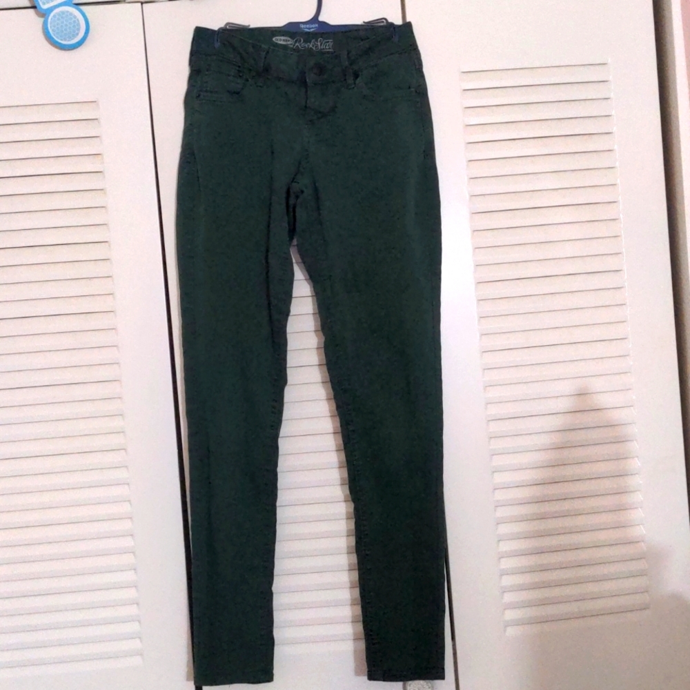 OLD NAVY (SIZE 2) DARK GREEN THE ROCK STAR SKINNY JEANS
